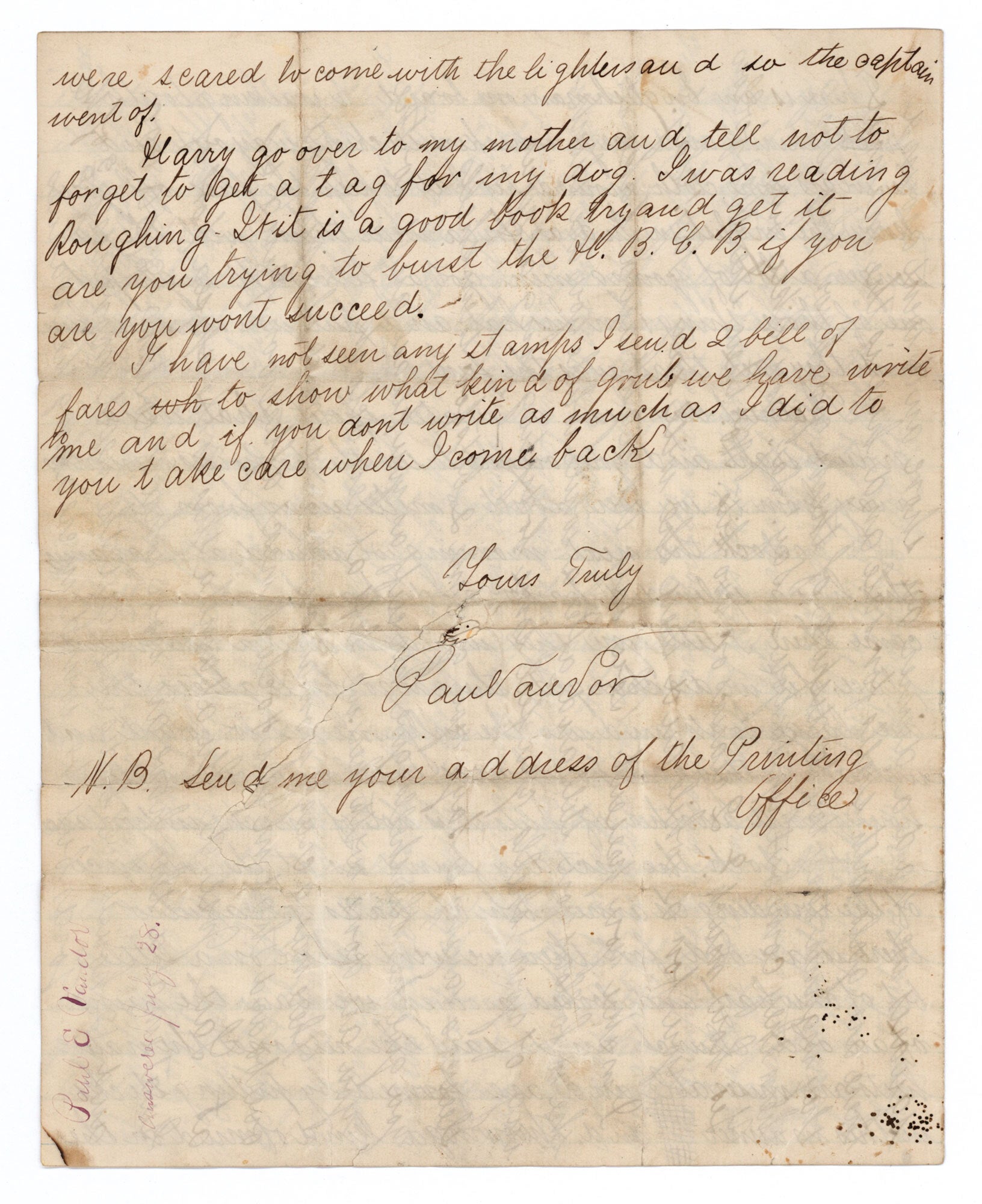 Autograph letter, signed, describing Baja, California and towns on the ...