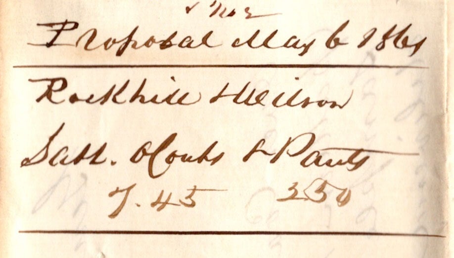 Autograph letter, signed “Rockhill & Wilson,” with textile sample for ...