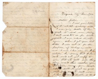 Item #8353 [Autograph letter, signed, from a Virginia City, Nevada miner to his sister Julia in...