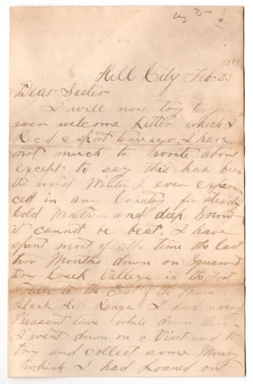 Item #8356 [Autograph letter, signed, from a Dakota Territory miner to his sister on life in the...