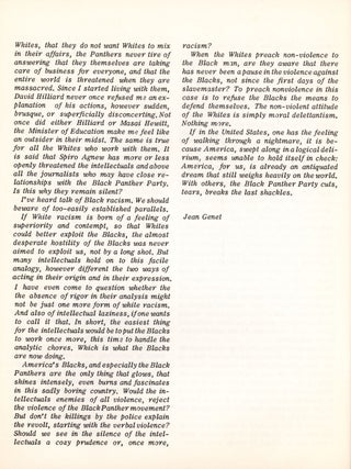 Here and Now for Bobby Seale : Essays by JEAN GENET.