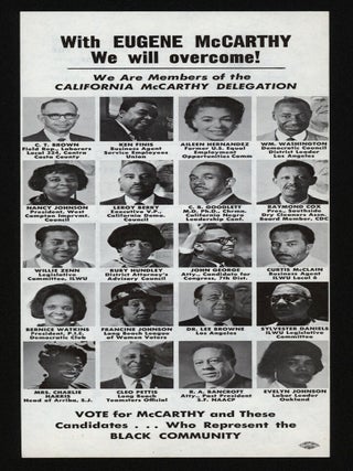 [Broadsheet promoting presidential candidate Eugene McCarthy in the 1968 California primary, directed at African American voters.]