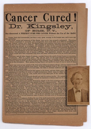 Item #8794 Cancer Cured! Dr. Kingsley, of Rome, N.Y., Has Discovered a Perfect Cure for Cancer....
