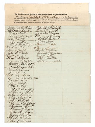 Item #8796 Partially printed petition, signed by inhabitants of Lenox, Mass., against the...