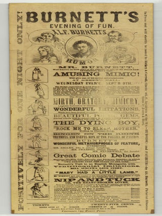 Item #8838 Burnett's Evening of Fun…Mr. Burnett, Well-known on both sides of the Atlantic as...
