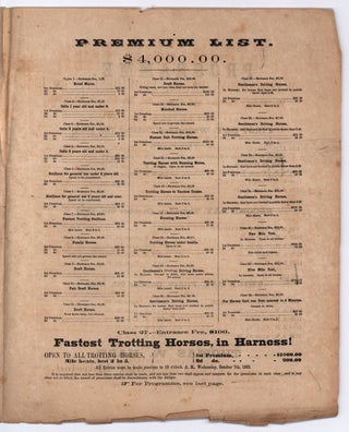 National Horse Fair! at the Washington Park, Providence, R. I. on Wednesday, Thursday and Friday, October 7, 8 and 9, 1863, Under the Park Management of the Washington Park Association.
