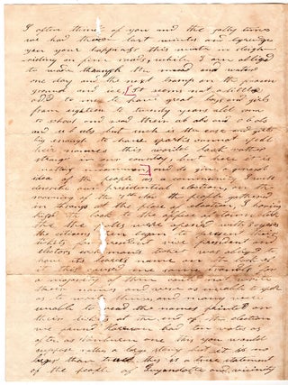 Autograph letter addressed to Mr. Alvin Crowley of Rutland Vermont discussing the Virginia scene, illiteracy, teaching, attitudes regarding slavery, etc.