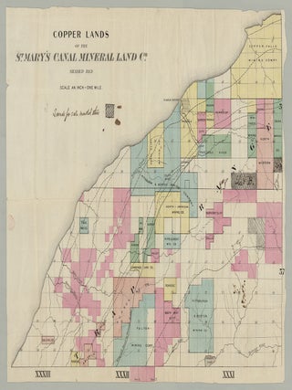 Item #8893 Copper Lands of the St. Mary’s Canal Mineral Land Co. Shaded Red. St. Mary’s...