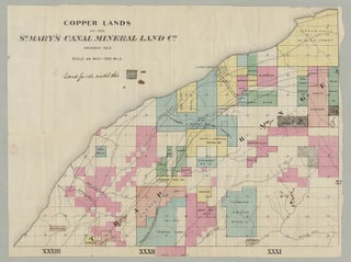 Item #8893 Copper Lands of the St. Mary’s Canal Mineral Land Co. Shaded Red. St. Mary’s...