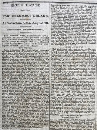 The Cincinnati Commercial. Speeches of the Campaign of 1866 in the States of Ohio, Indiana, and Kentucky. The Most Remarkable Speeches on Both Sides. Reported for the &ldquo;Cincinnati Commercial&rdquo; and Printed from the Stereotype Plates of that Journal.