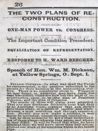 The Cincinnati Commercial. Speeches of the Campaign of 1866 in the States of Ohio, Indiana, and Kentucky. The Most Remarkable Speeches on Both Sides. Reported for the &ldquo;Cincinnati Commercial&rdquo; and Printed from the Stereotype Plates of that Journal.
