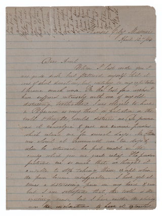 Item #9026 [Autograph letter, signed, by a woman in Missouri describing the lead-up to the 1864...