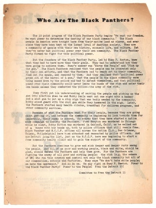 free the DETROIT 15 [recto title]. Who Are the Black Panthers? [verso title].