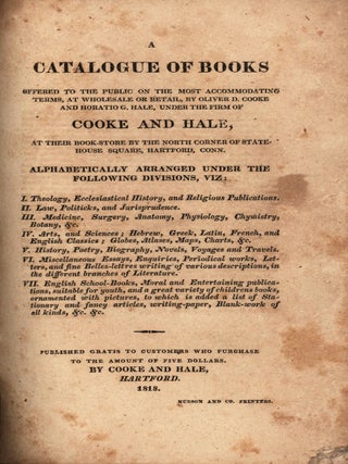 Item #9096 A Catalogue of Books Offered to the Public on the Most Accommodating Terms…Under the...