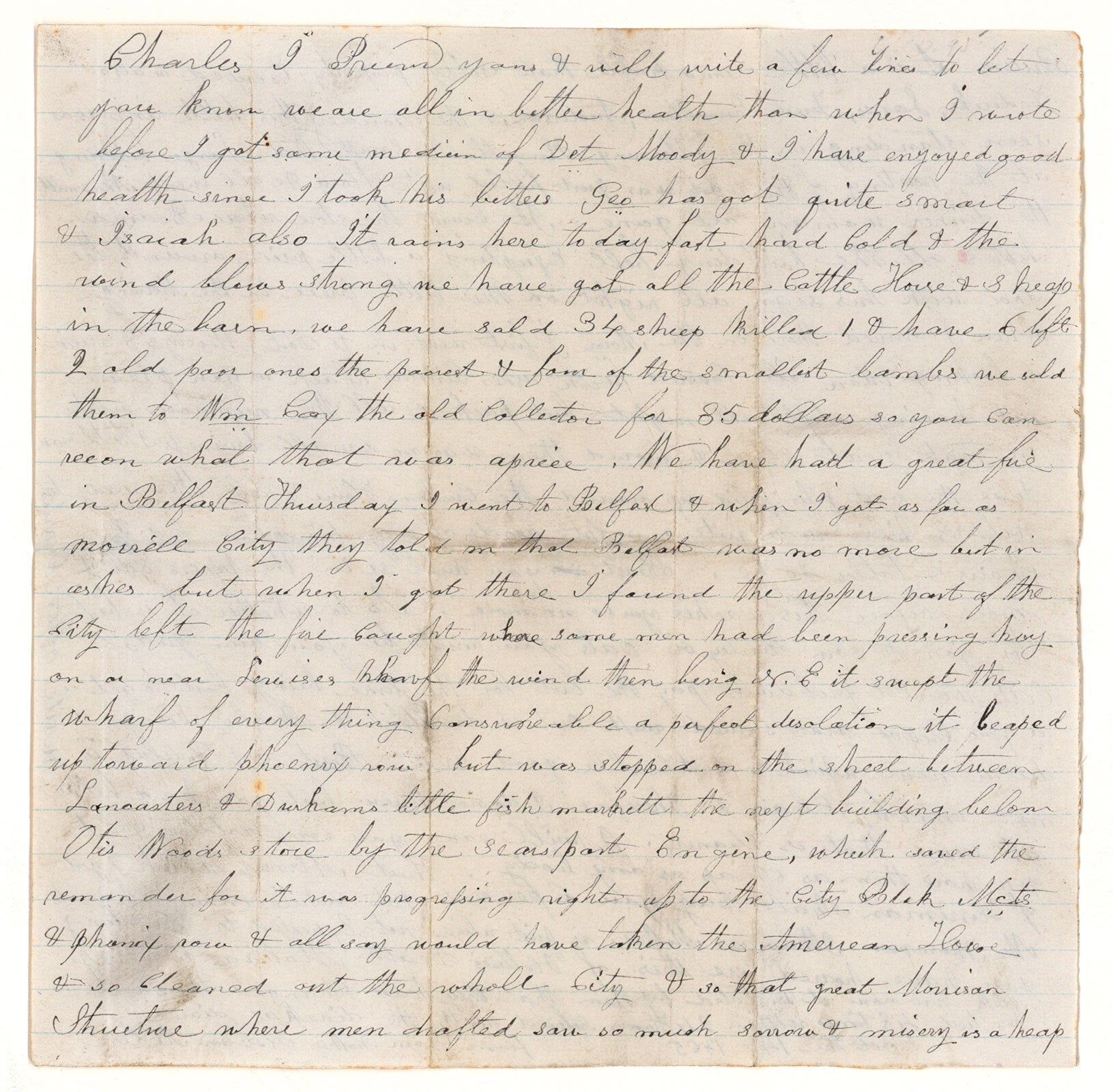 James Allen Letter Autograph letter, signed, to his son Charles N. Allen, describing the ...
