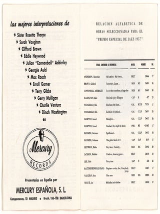 Hot Club de Barcelona Club 49 Agrupación de Discofilos del F.A.D. * Programa de Los Actos Organizados con Motivo Del Gran Premio del Disco de Jazz 1957 del 10 Al 18 de Febrero de 1958.