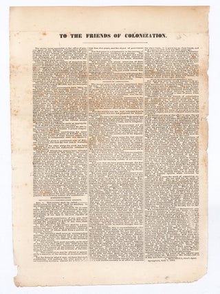 Item #9265 To the Friends of Colonization. James Mitchell