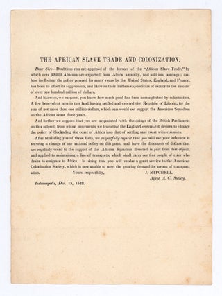 Item #9269 The African Slave Trade and Colonization. James Mitchell