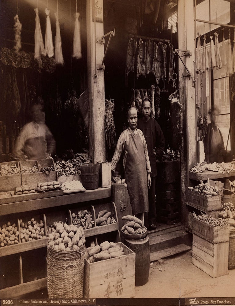 Item #9298 Chinese Butcher and Grocery Shop, Chinatown, S. F. Isaiah West Taber, photog.