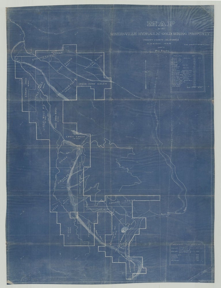 Item #9406 Map of the Minersville Hydraulic Gold Mining Property, Trinity County, California: Tp. 35 N. R. 8 W., M.D.M. : owned by Fred Beaudry. . L. Lowden, surveyor, enry.