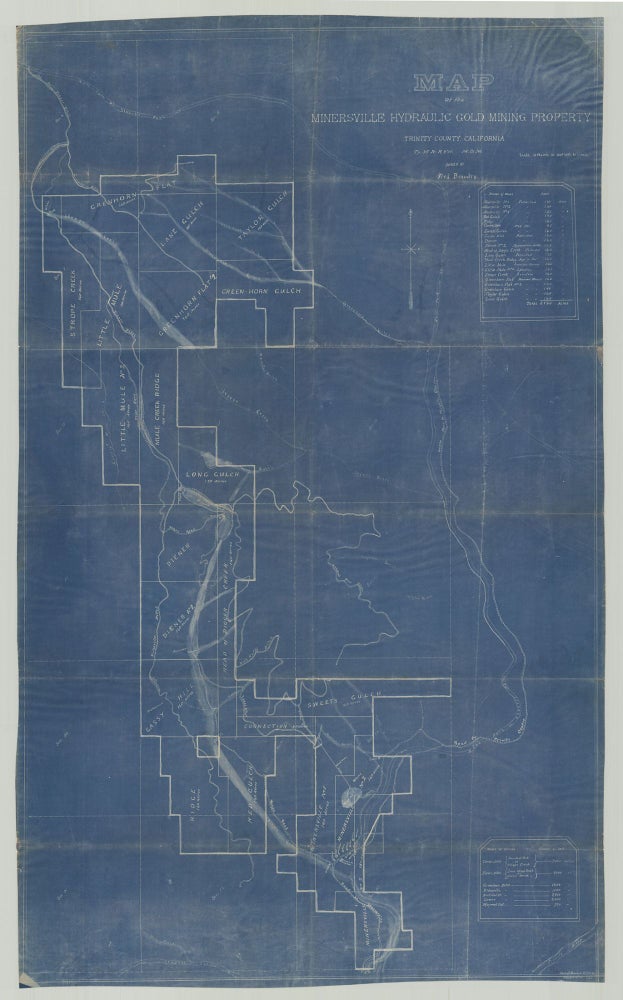 Item #9406 Map of the Minersville Hydraulic Gold Mining Property, Trinity County, California: Tp. 35 N. R. 8 W., M.D.M. : owned by Fred Beaudry. . L. Lowden, surveyor, enry.