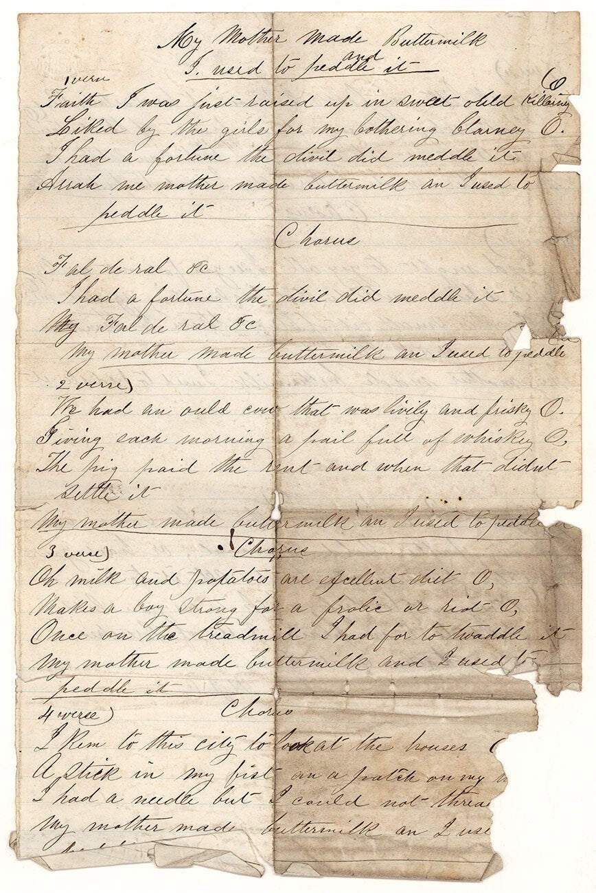 Group of nine manuscript minstrel songs and one dramatic sketch written ...