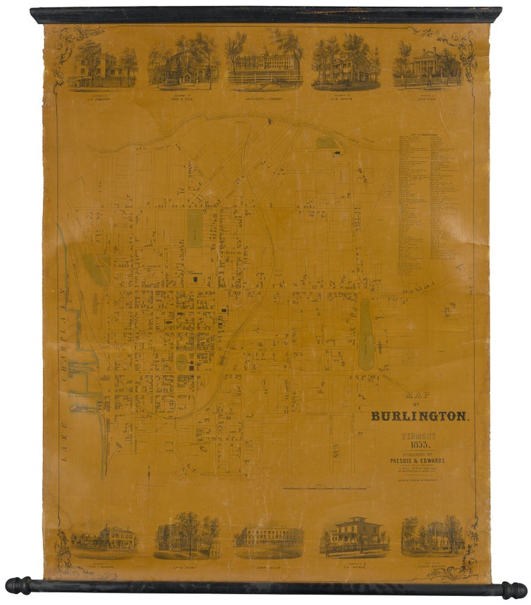 Item #9470 Map of Burlington, Vermont 1853.