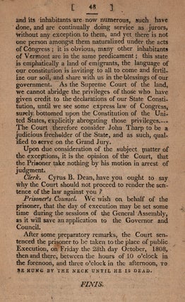 The Trial of Cyrus B. Dean, for the Murder of Jonathan Ormsby and Asa Marsh, Before the Supreme Court of Judicature of the State of Vermont, at Their Special Sessions, Begun and Holden at Burlington, Chittenden County, on the 23d of August A. D. 1808. Revised and Corrected From the Minutes of the Judges.