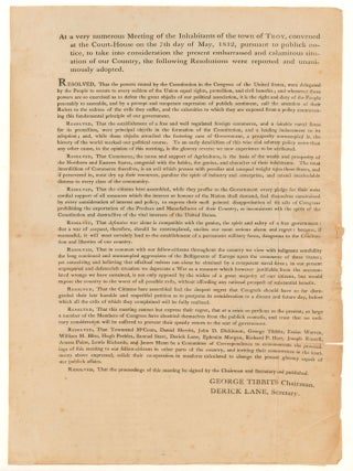 Item #9492 At a very numerous meeting of the inhabitants of the town of Troy…on the 7th day of...