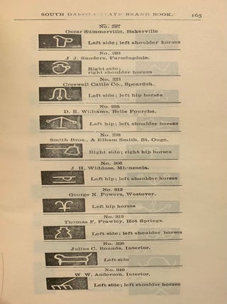 South Dakota State Brand Book. 1898–9.
