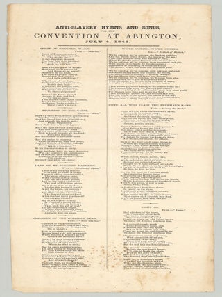 Item #9628 Anti-Slavery Hymns and Songs, for the Convention at Abington, July 4, 1848