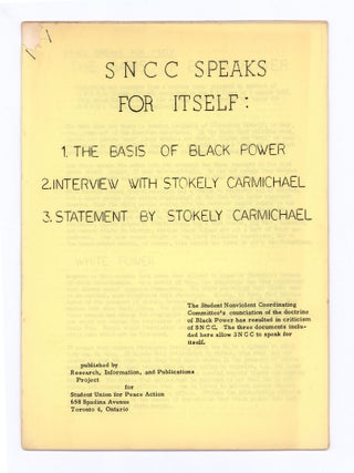 Item #9724 SNCC Speaks for Itself: 1. The Basis of Black Power 2. Interview with Stokely...
