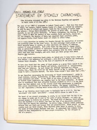 SNCC Speaks for Itself: 1. The Basis of Black Power 2. Interview with Stokely Carmichael 3. Statement by Stokely Carmichael.