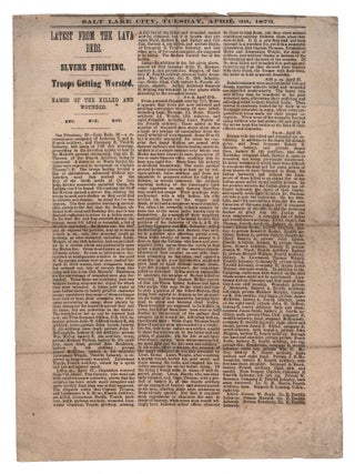 Item #9792 Latest From the Lava Beds. Severe Fighting. Names of the Killed and Wounded