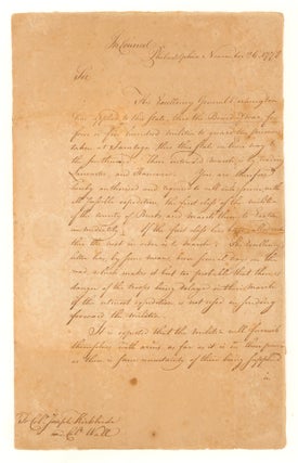 Item #9817 [Letter, signed, to Col. Joseph Kirkbride or Col. George Wall regarding the directing...