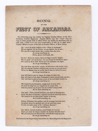 Item #9955 Song of the First of Arkansas. Capt. Lindley Miller